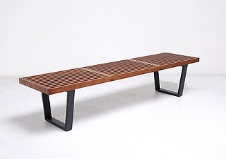 Show product details for George Nelson Slat Bench - 72 inch - Walnut