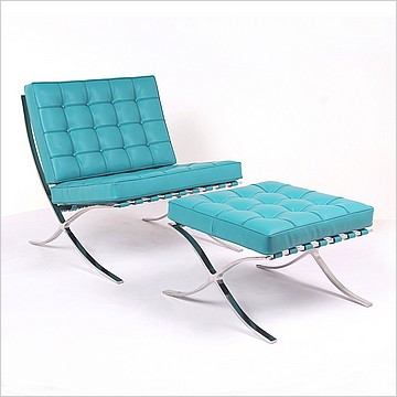 Barcelona Chair Replica - Blue Set