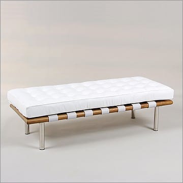 Exhibition 2-Seat Bench - Porcelain White Leather