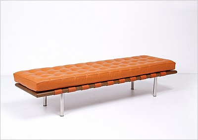 Exhibition 3-Seat Bench - Golden Tan Leather
