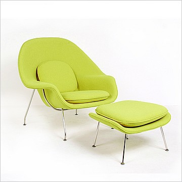 Womb Chair with Ottoman - Lime Green Fabric