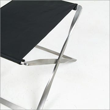Kjaerholm PK91 Folding Stool in Black Leather
