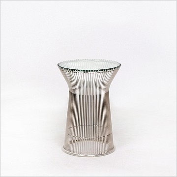 Platner Wire Frame Round Side Table - Glass Top