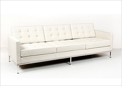 Show product details for Florence Knoll Sofa - Arctic White Leather