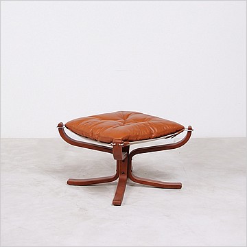 Sigurd Ressell Style: Falcon Footstool with Wood Frame