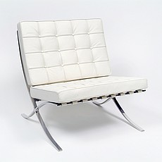 Mies van der Rohe: Exhibition Chair - Premium Beige White Leather