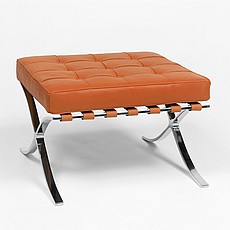 Mies van der Rohe: Exhibition Ottoman: Barcelona Stool Reproduction- Golden Tan