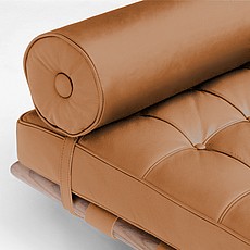 Mies van der Rohe: Exhibition Day Bed - Autumn Tan Leather - Medium Walnut Frame