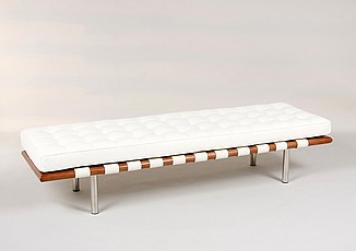 Exhibition 3-Seat Bench - Porcelain White Leather