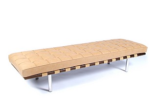 Show product details for Exhibition 3-Seat Bench - Driftwood Tan Leather