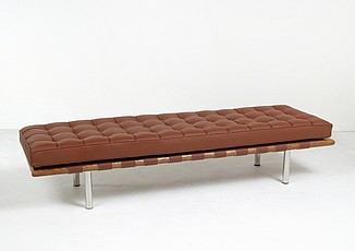 Show product details for Exhibition 3-Seat Bench - Saddle Brown Leather