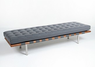 Show product details for Exhibition 3-Seat Bench - Cloud Gray Leather