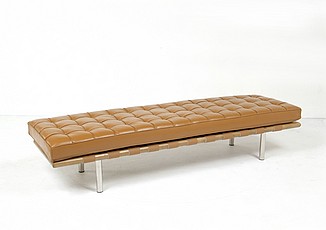 Show product details for Exhibition 3-Seat Bench - Terra Brown Leather