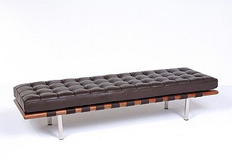 Show product details for Exhibition 3-Seat Bench - Espresso Brown Leather