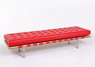 Show product details for Exhibition 3-Seat Bench - Premium Red Leather