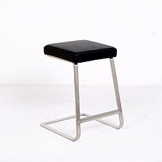 Exhibition Counter Height Bar Stool - Premium Black Leather