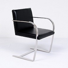 Executive Flat Arm Side Chair - Standard Black Leather - No Armpads