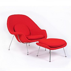 Show product details for Womb Chair with Ottoman - Cayenne Red Fabric
