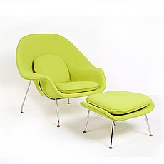 Womb Chair with Ottoman - Lime Green Fabric