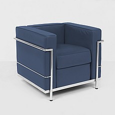 Show product details for Petite Club Chair - Navy Blue Leather