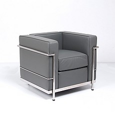 Show product details for Petite Club Chair - Cloud Gray Leather