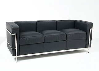 Show product details for Petite Sofa - Premium Black Leather