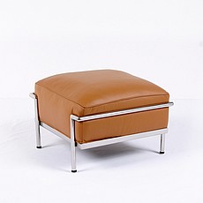 Show product details for Corbusier Grande Feather Relaxed Ottoman - Autumn Tan Leather