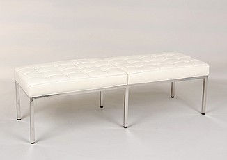 Show product details for Florence Knoll 60 Inch Bench - Beige White Leather