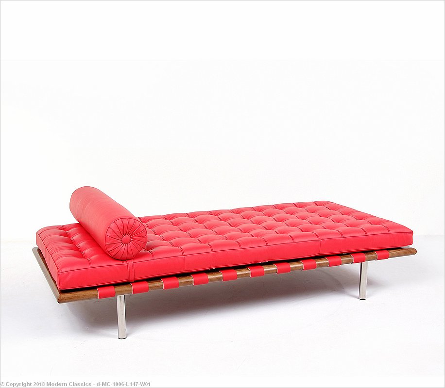 Red Leather Barcelona Daybed Mies Van, Modern Leather Daybed