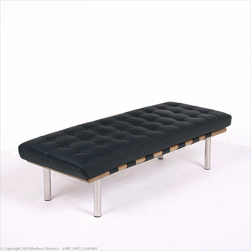 Barcelona Bench 2-Seat Premium Black | Mies van der Rohe | Knoll Likeness  by