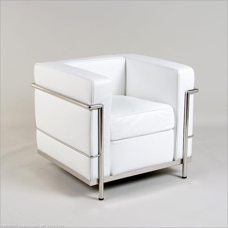 Bright White Leather Lc2 Lounge Chair, White Leather Club Chair