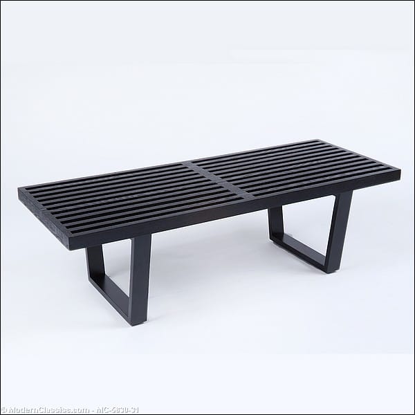 In Stock Black Stain Slat Bench 48 Inch George Nelson Style