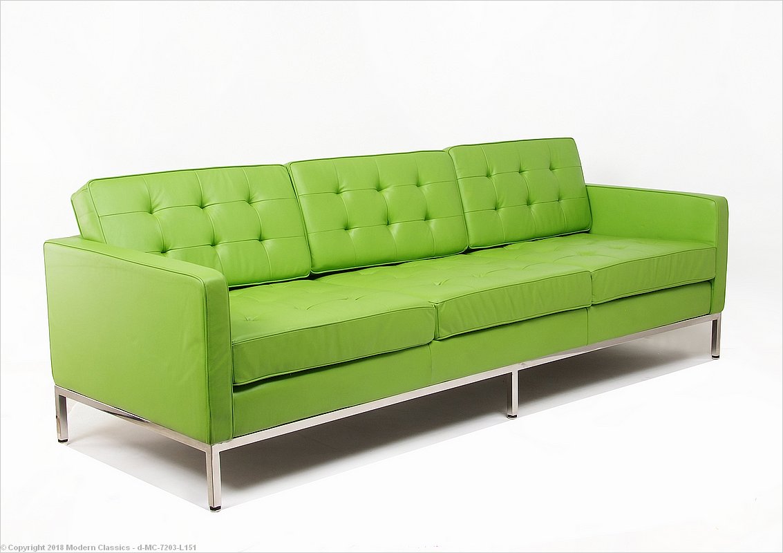 Green Leather Sofa Florence Knoll MC7203