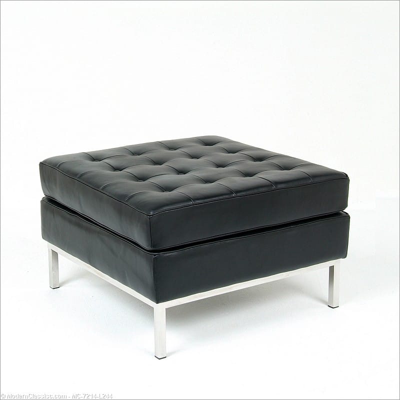 Black leather square shop ottoman