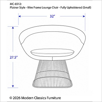 Wire Frame Lounge Chair Fully Upholstered - Platner Style