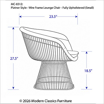 Wire Frame Lounge Chair Fully Upholstered - Platner Style