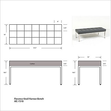 Florence Knoll Style: 42 Inch Bench