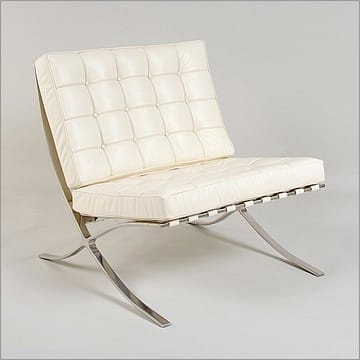 Exhibition Chair - Beige White Leather