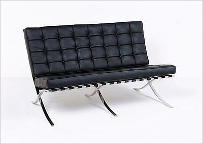 Exhibition Loveseat - Premium Black Leather