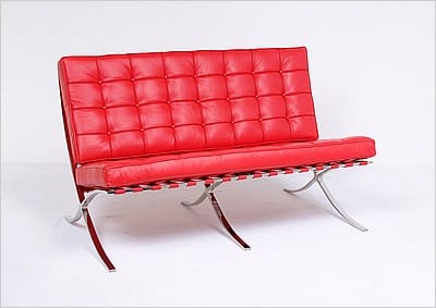 Exhibition Loveseat - Premium Red Leather
