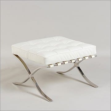 Exhibition Footstool - Alpine White Leather
