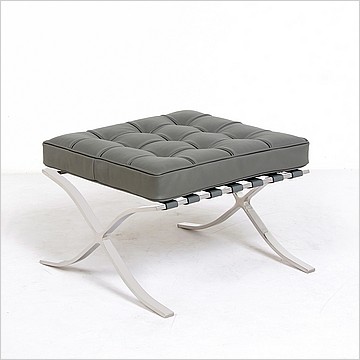 Exhibition Ottoman - Charcoal Gray Leather