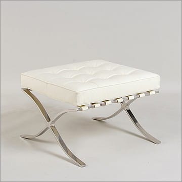 Exhibition Footstool - Beige White Leather