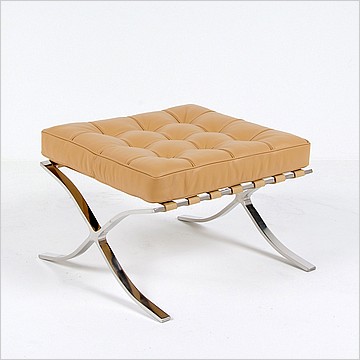 Exhibition Footstool - Driftwood Tan Leather