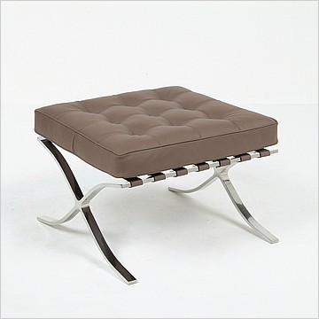 Exhibition Footstool - Taupe Leather