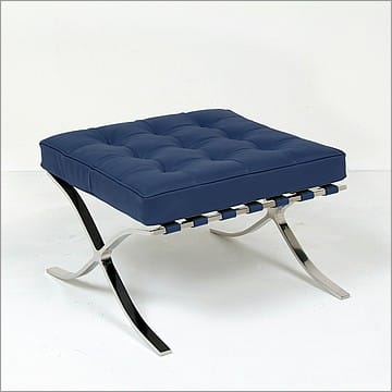 Exhibition Footstool - Navy Blue Leather