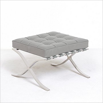 Exhibition Footstool - Nimbus Gray Leather
