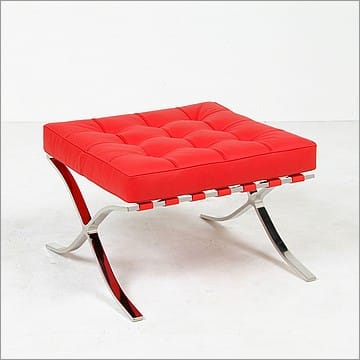 Exhibition Footstool - Premium Red Leather
