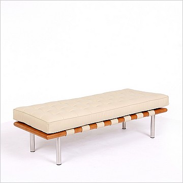 Exhibition 2-Seat Bench - Parchment Leather