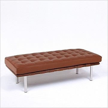 Exhibition 2-Seat Bench - Saddle Brown Leather
